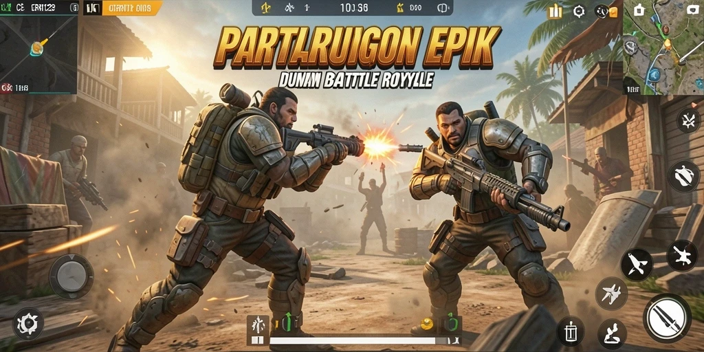 Screenshot CERI123 menampilkan aksi seru dalam pertempuran Battle Royale.