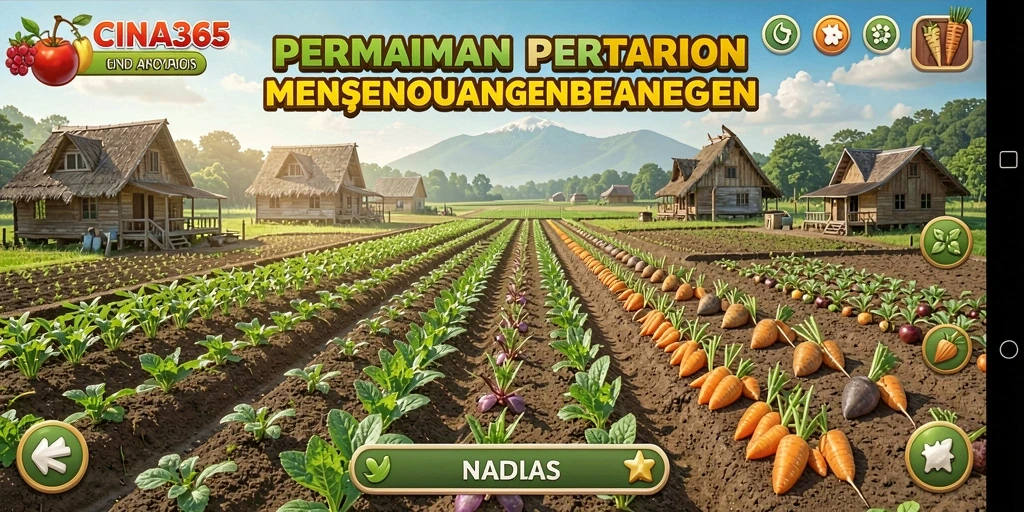 Screenshot gameplay CINA365 menampilkan aktivitas bertani yang seru.
