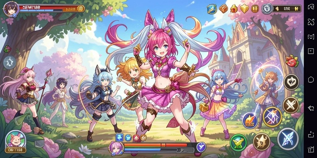 Tampilan gameplay DEWI188 dengan aksi seru dan karakter Anime.
