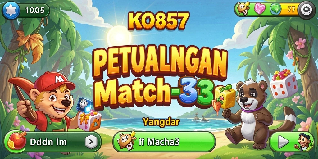 Tampilan gameplay KO857 yang menawan dalam permainan Match-3.