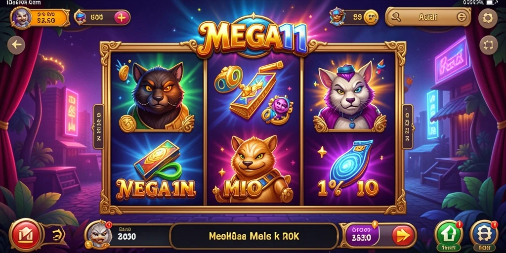 Tampilan menarik dari gameplay MEGA111 yang seru dan penuh warna.