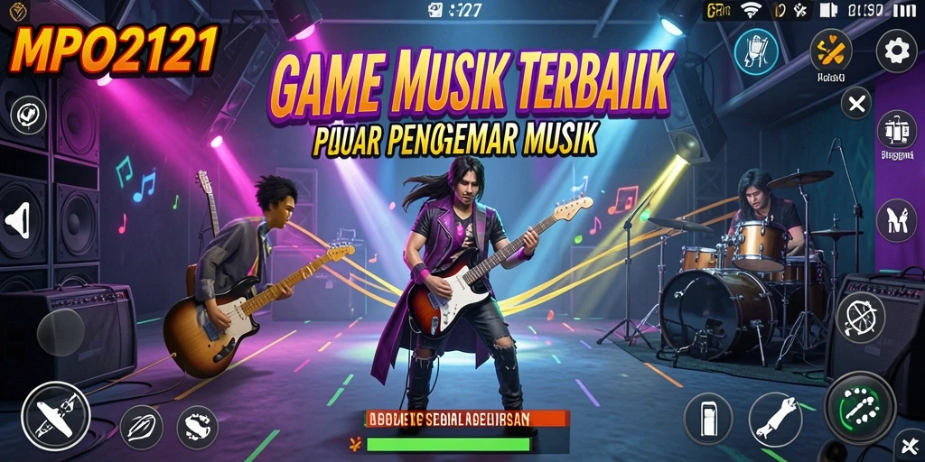 Screenshot MPO2121 menunjukkan permainan musik yang seru dan energik.