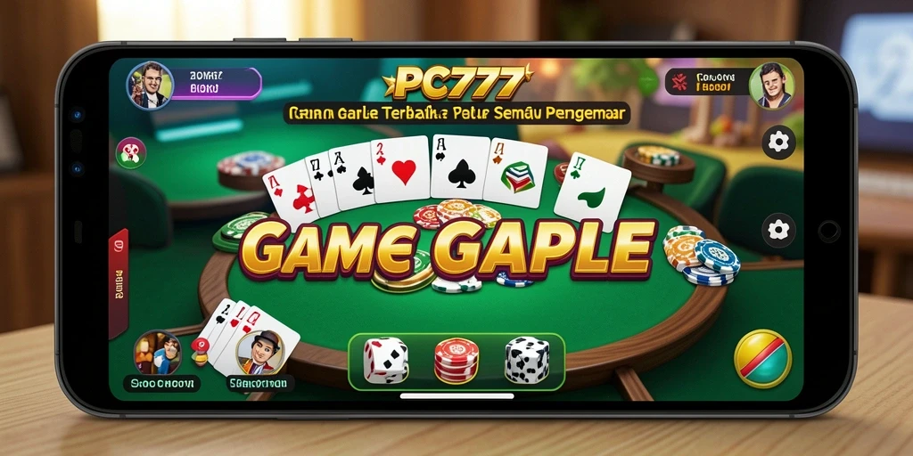 Screenshot gameplay PC777 yang menampilkan suasana Gaple yang seru.