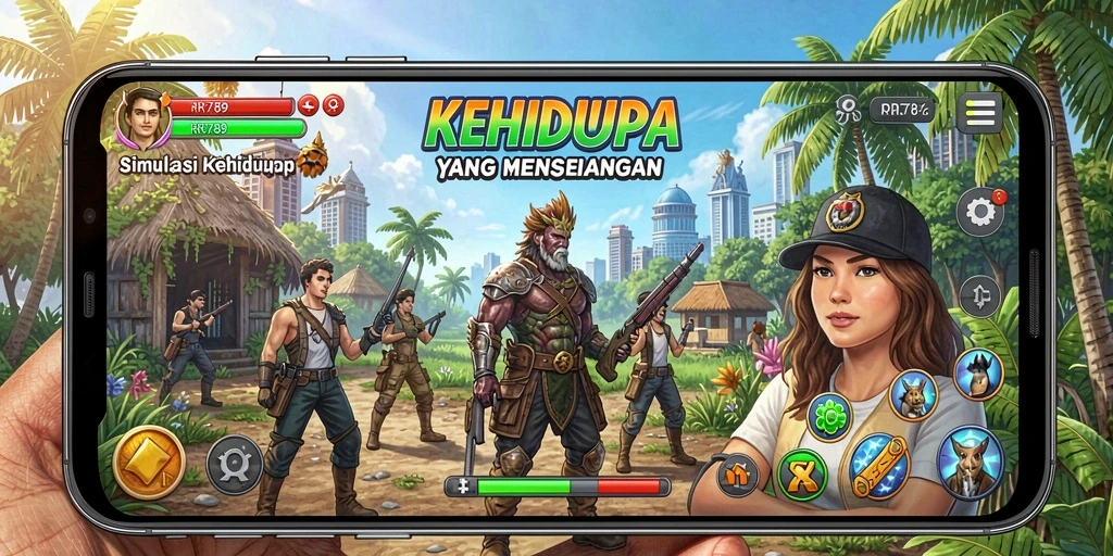 Tampilan gameplay destinasi dan interaksi karakter di RR789.