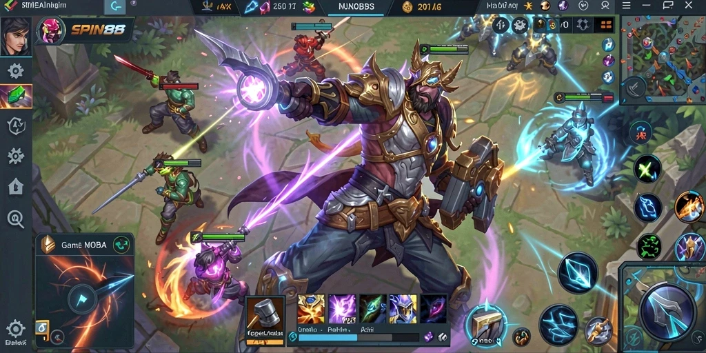 Screenshot gameplay SPIN88 yang menunjukkan aksi seru di arena battle.