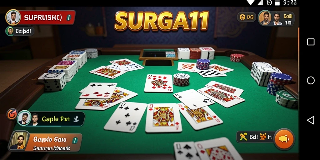 Tampilan gameplay SURGA11 yang menarik dengan elemen Gaple klasik.