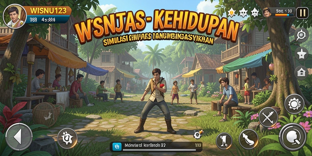 Screenshot gameplay WISNU123 menampilkan interaksi karakter yang mendalam.